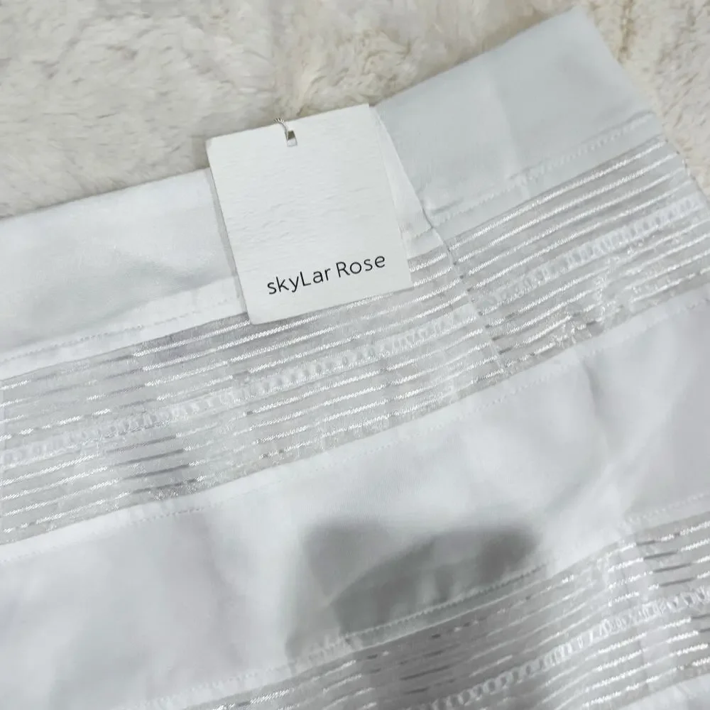 Skylar Rose Women's Soft Stretchy Mini Skirt with Ruffles White Size Small NWT - Picture 8 of 12